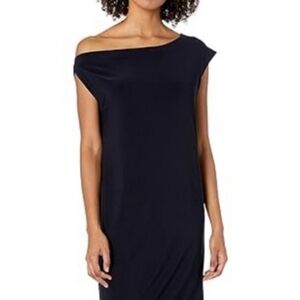 Norma kamali midnight drop shoulder mini shift dress S